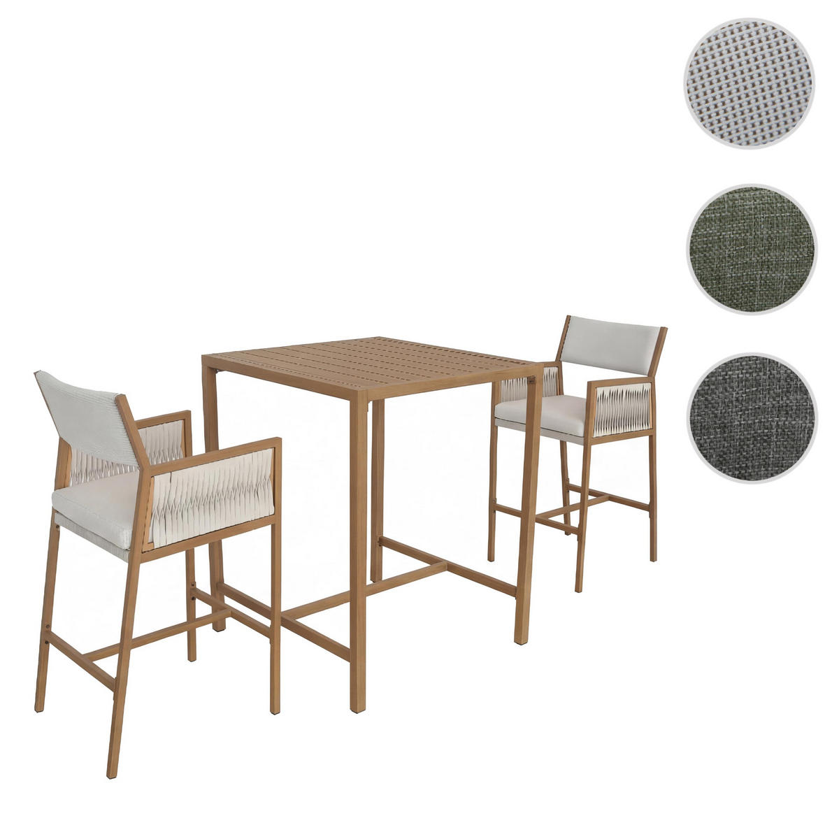 BARSET hranatý biely, sada 3 ks - biela, textil (90/90/115cm) - MCW