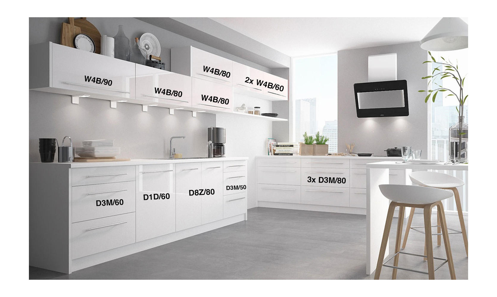 Thumbnail - Feldmann-Wohnen Küchenleerblock, Weiß, Weiß, Holzwerkstoff, Zeile, 490x168x50 cm, Küchen, Küchenzeilen & Küchenblöcke, K...