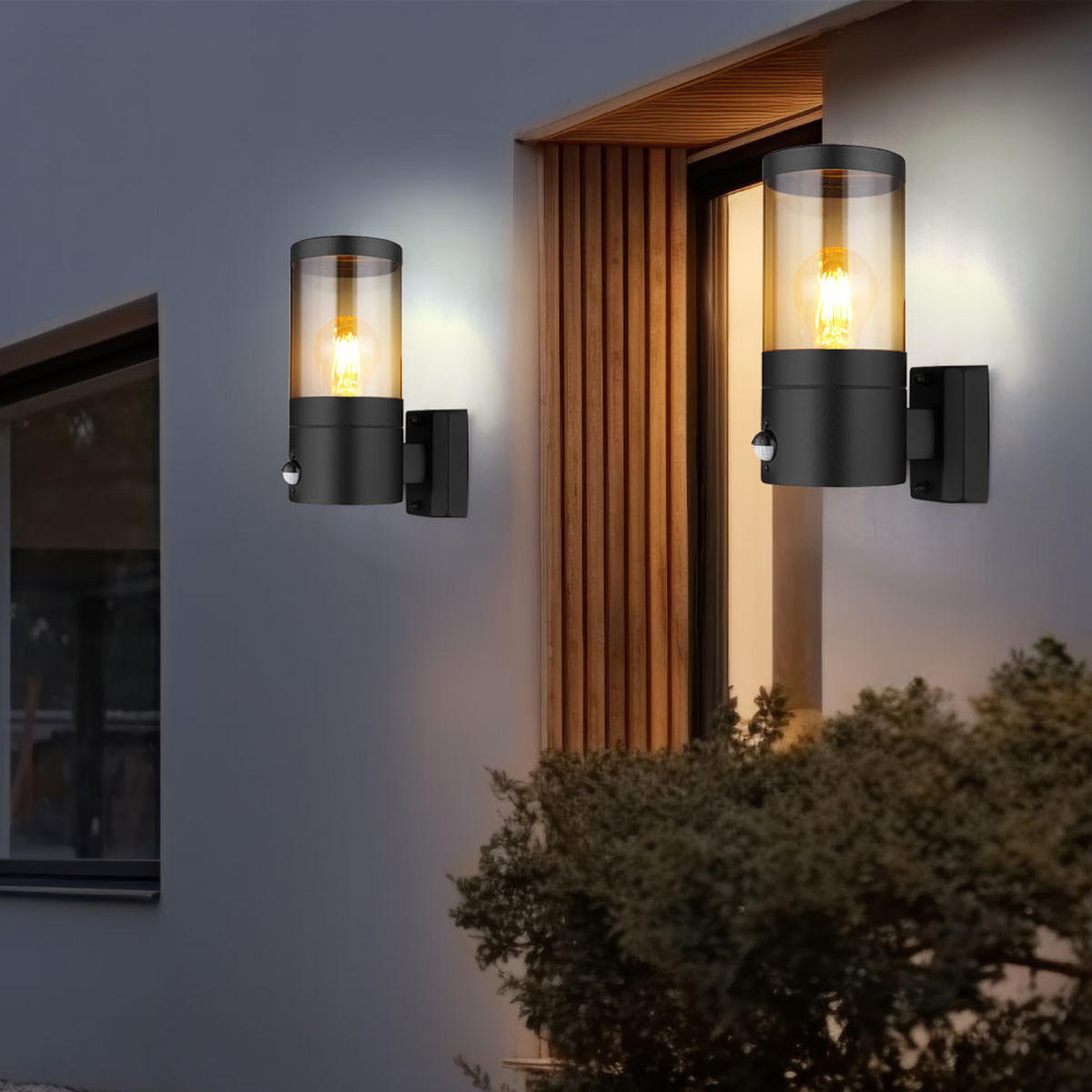 LED AUSSEN-WANDLEUCHTE Edelstahl Schwarz - Schwarz, Kunststoff (10.2/24.5/17cm) - Globo Lighting