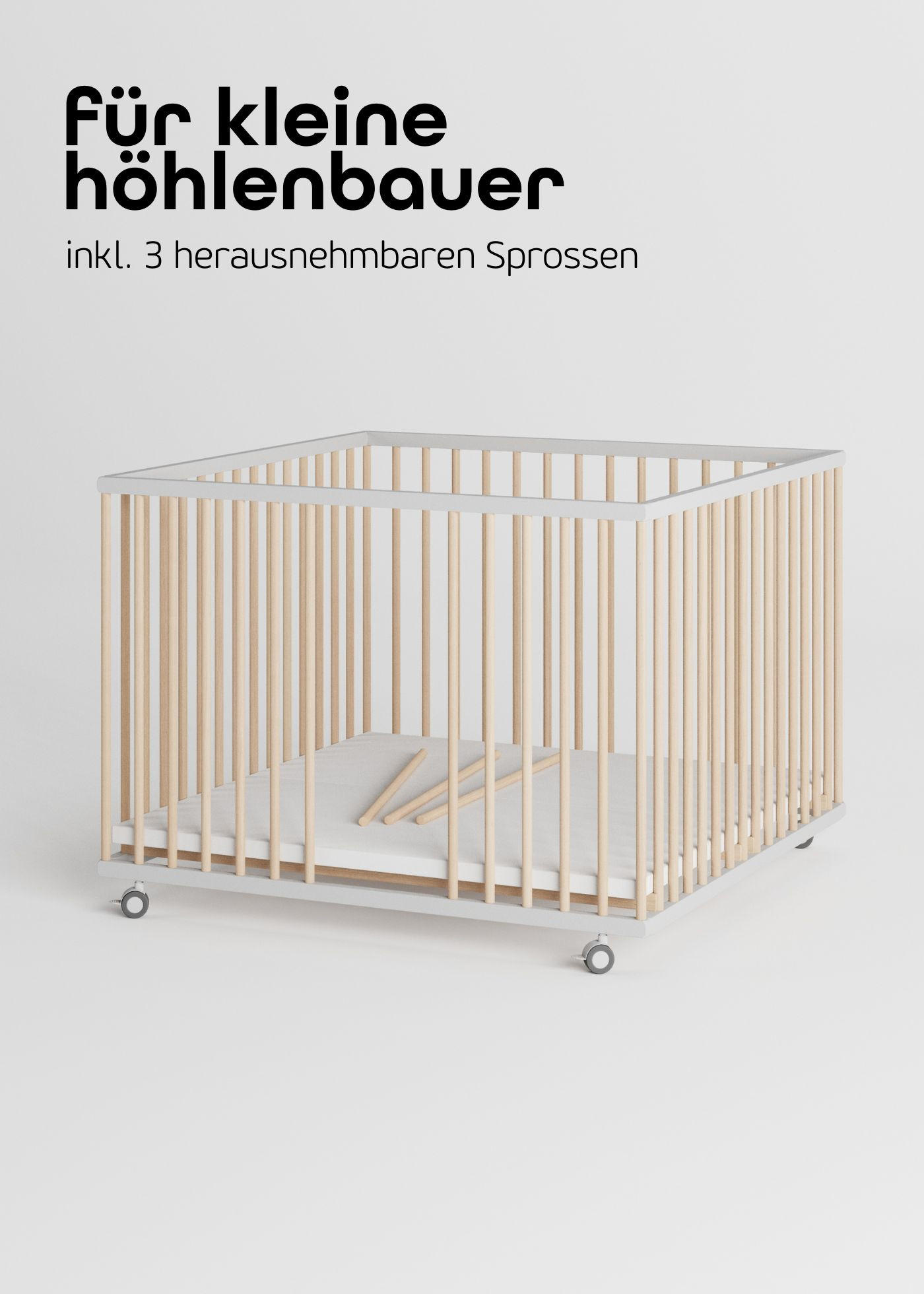 Thumbnail - Sämann – make a difference. Laufgitter, Weiß, Natur, Holz, Echtholz,Buche, 100x74x100 cm, Babymöbel, Laufstall Baby