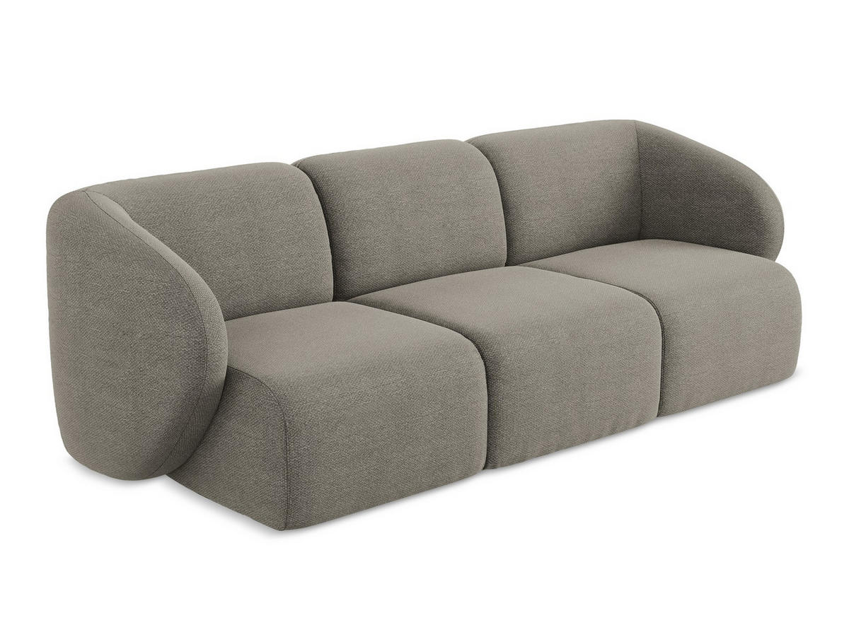3-SITZER SOFA Bouclé Stoff Grau - Schwarz/Grau, Holzwerkstoff/Kunststoff (244/75/94cm) - Makamii