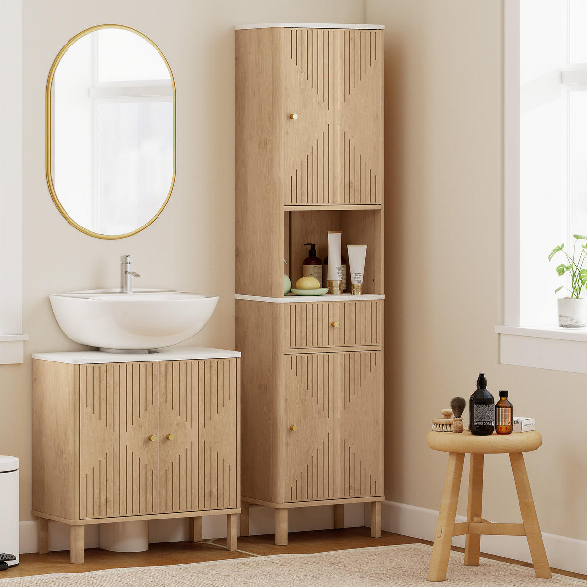 HOCHSCHRANK DE-12490 41,5/30/168 cm Eiche - Eichefarben, Holzwerkstoff (30/168/41.5cm) - ComfortXL