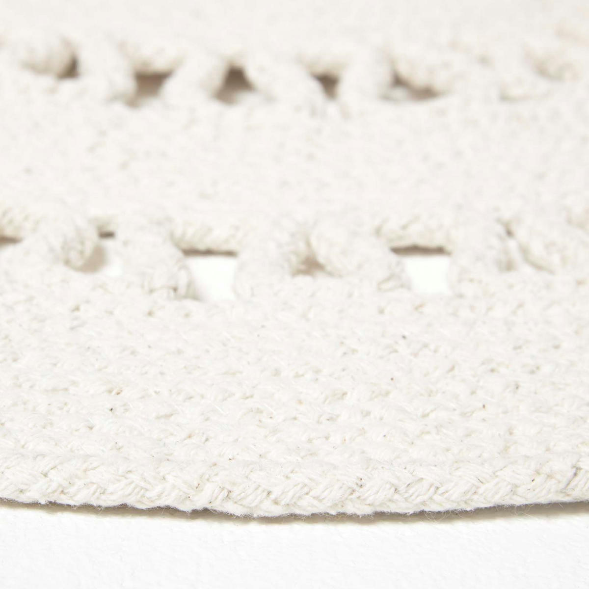TEPPICH geflochten rund mit Häkel-Muster 70 cm - Creme, Textil (70/70cm) - Homescapes