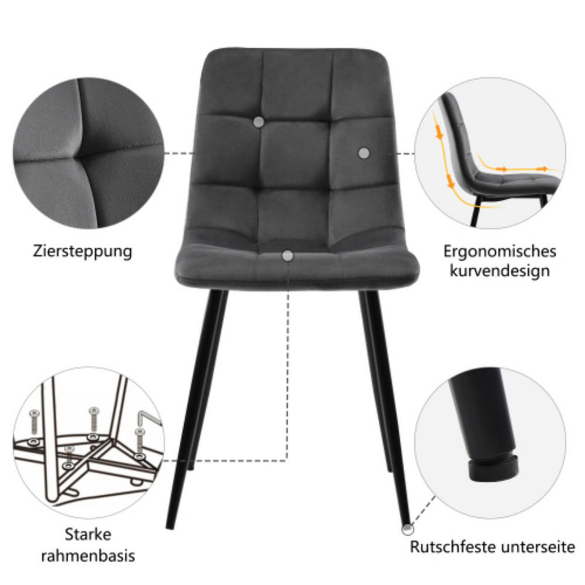 ESSGRUPPE 5-teilig mit ausziehbarem Esstisch 140/180 cm & 4 Stühlen, modern für Esszimmer und Küche, weiß-grau - Grau, Holzwerkstoff (70/75/180cm) - Luhomfu