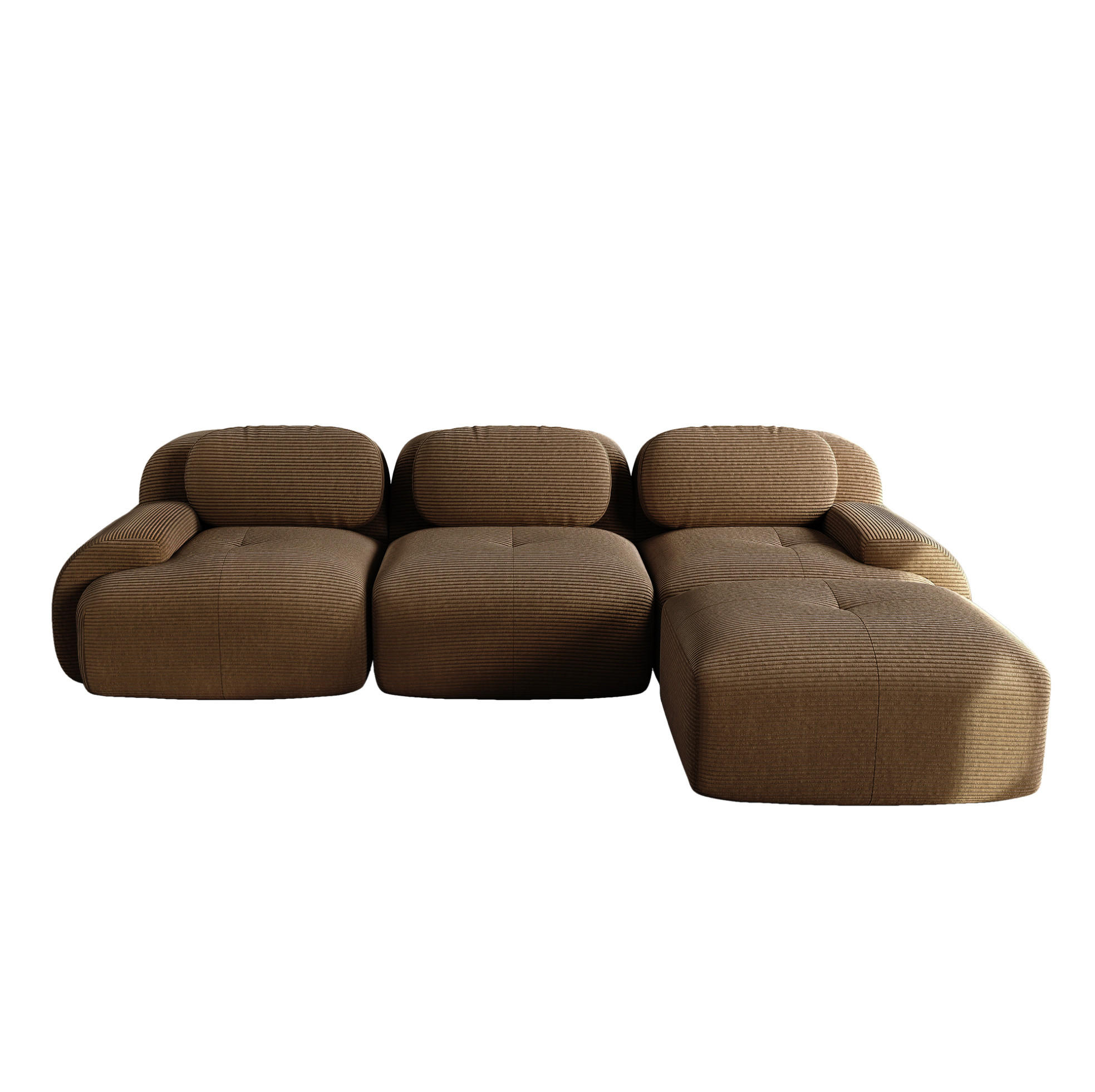 ECKSOFA 298/178/70 cm braun aus Cordstoff montagefrei und ergonomisch - Braun, Textil (178/298cm) - OKWISH