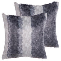 DEKOKISSEN 2er-Set Dunkelbraun 45/45 cm Hordeum - Dunkelbraun, Kunststoff/Textil (45/45cm) - Beliani