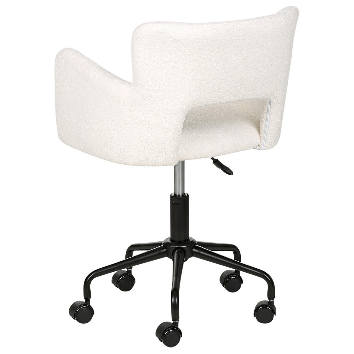 BÜROSTUHL Bouclé Cremeweiß Sanilac - Schwarz/Weiß, Textil (62/71/62cm) - Beliani