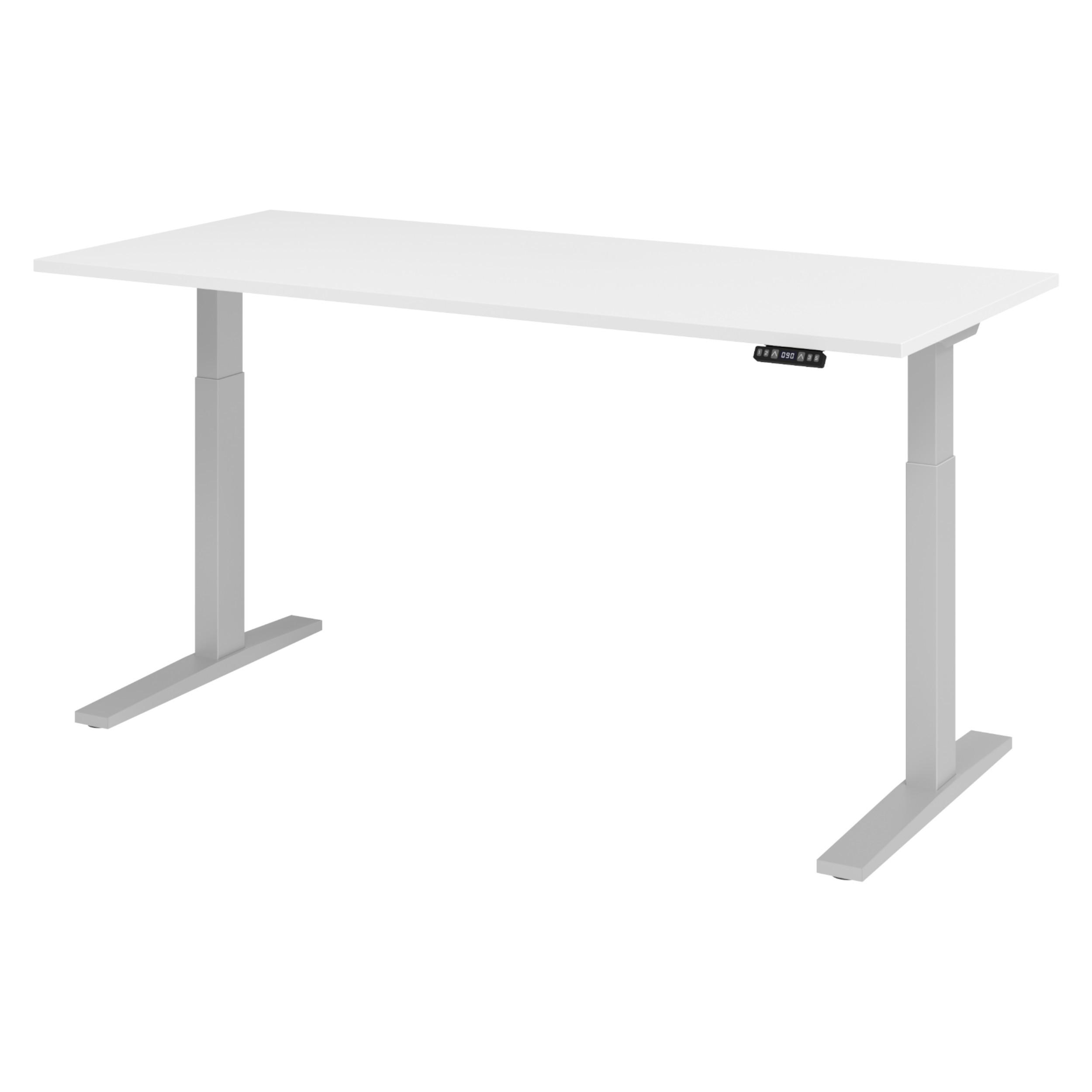 SCHREIBTISCH elektrisch XMKA 80/180/74 cm in Weiß/Silberfarben - Silberfarben/Weiß, Holzwerkstoff (80/180/74cm) - bümö