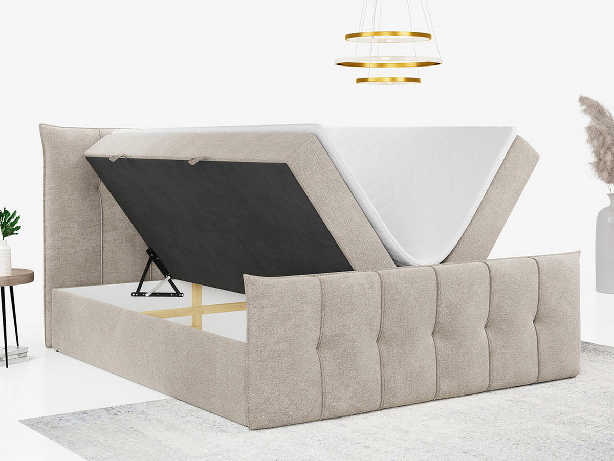 BOXBETT PREMIUM 11 200/200 Beige Struktur - H4 - Beige, Holz/Textil (200/200cm) - MKS