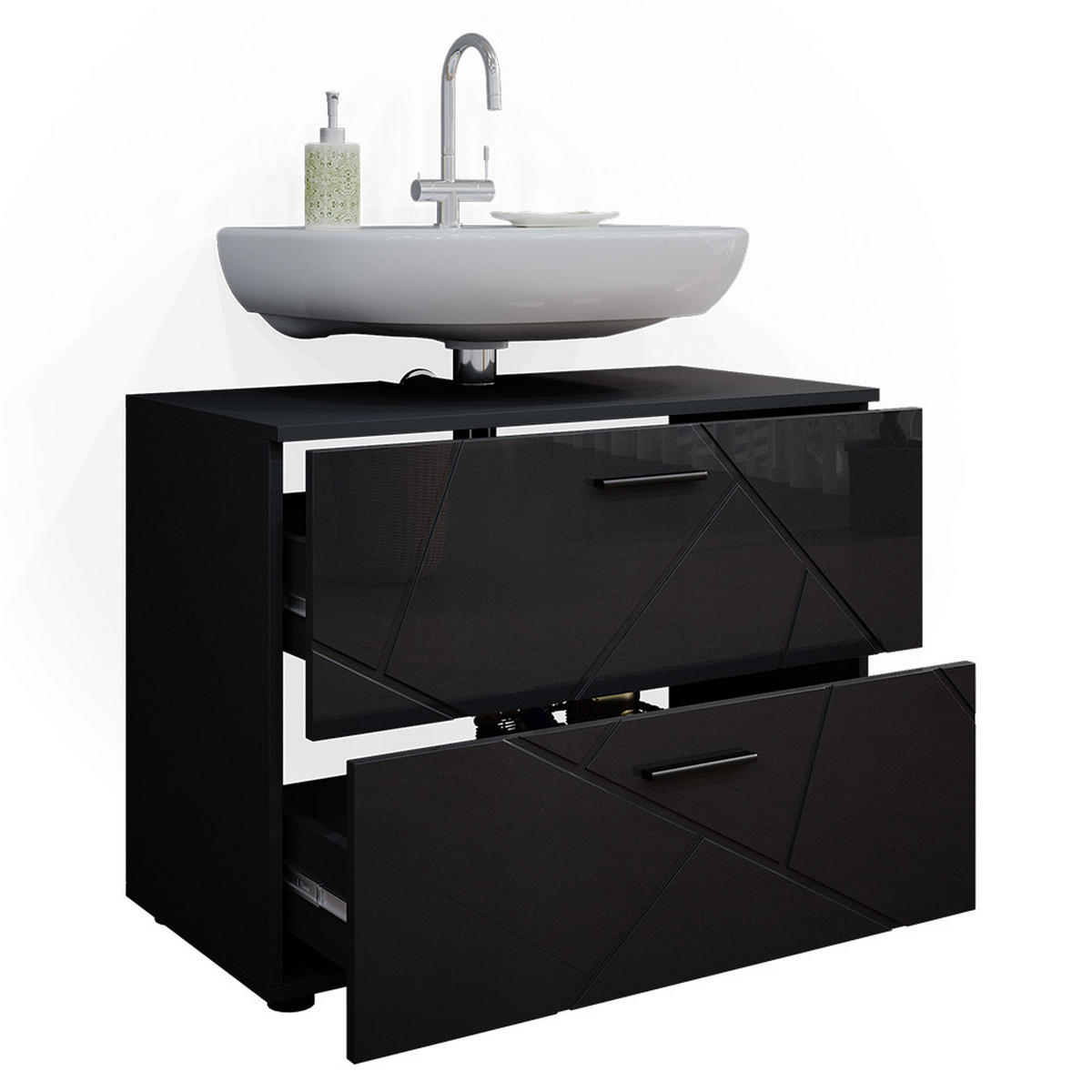 WASCHBECKENUNTERSCHRANK Irma Anthrazit Hochglanz 80 x 58.6 cm - Anthrazit, Holzwerkstoff (80/58.6/41cm) - Vicco