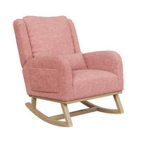 SCHAUKELSTUHL Plüsch Lendenstütze Taschen Holzfüße rosa - Rosa, Holz (52/96/93cm) - LEBENLANG