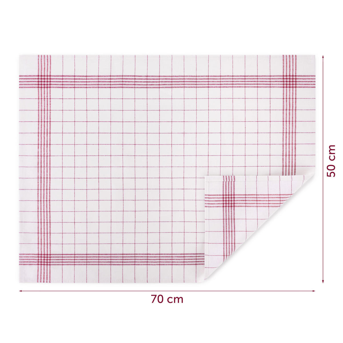 GESCHIRRTÜCHER 20er Set, 50/70 cm, 100% Baumwolle, kariert - Rot, Naturmaterialien (50/70cm) - Blumtal
