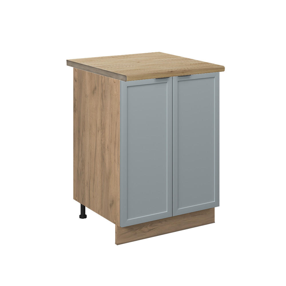 KÜCHENUNTERSCHRANK Fame-Line Hellblau-grau 60 cm, AP Eiche - Eiche Wotan/Blaugrau, Holzwerkstoff (60/82/60cm) - Vicco