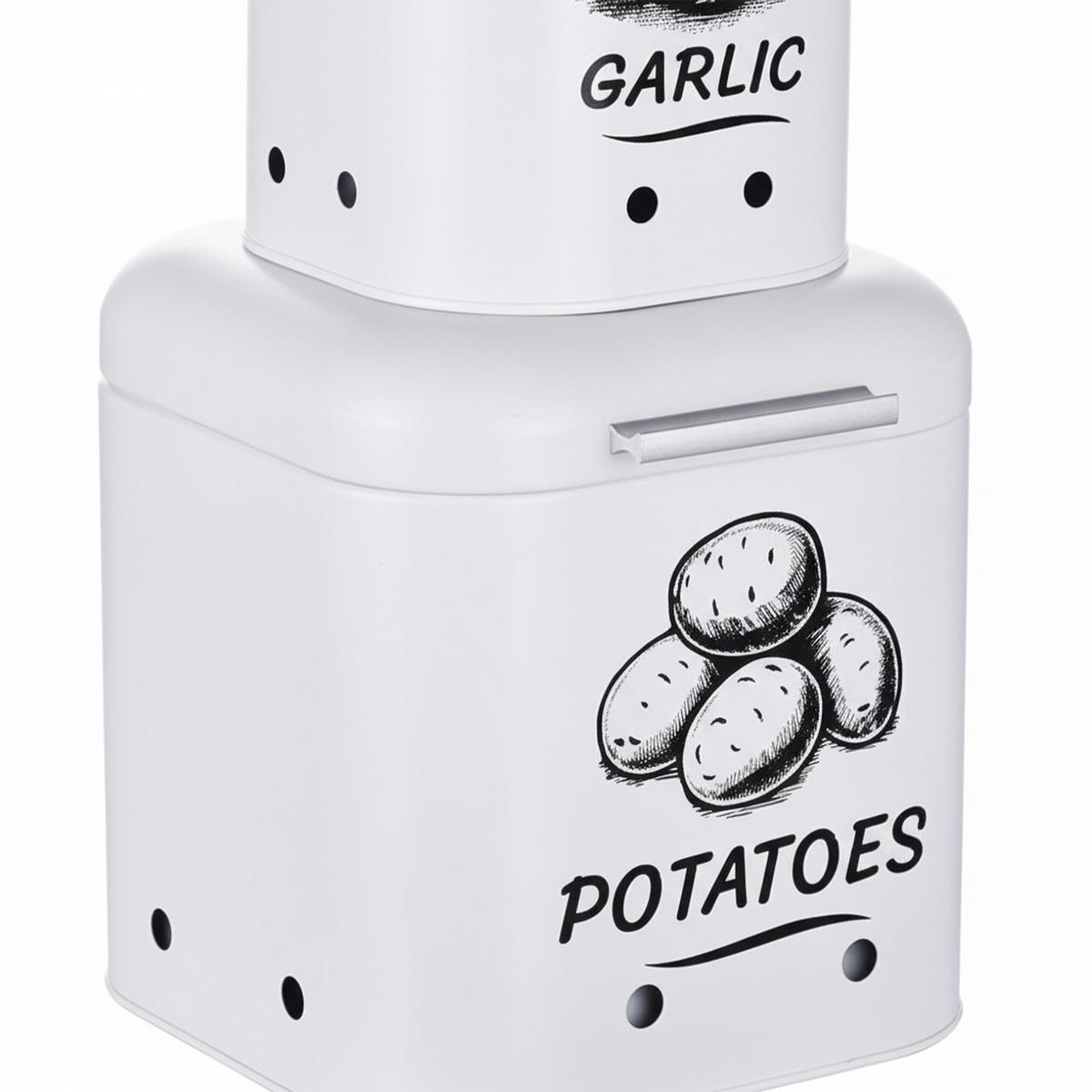3XDÓZA na brambory - bílá, kov - Relaxdays