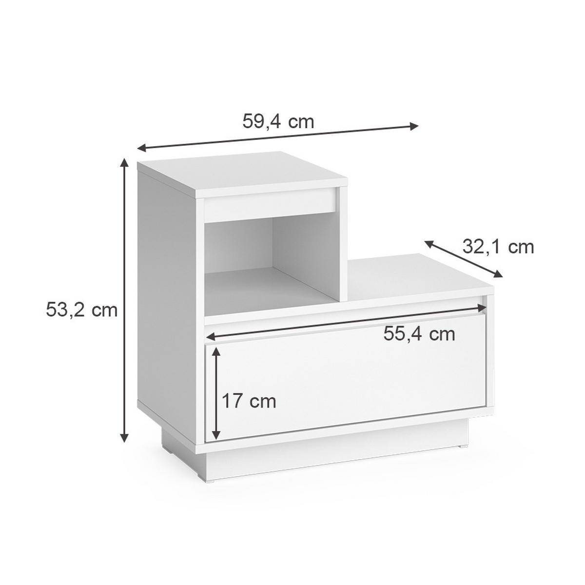 NACHTTISCH Tina Weiß 59.4 x 53.2 cm 2er Set - Weiß, Holzwerkstoff (59.4/53.2/32.1cm) - Vicco