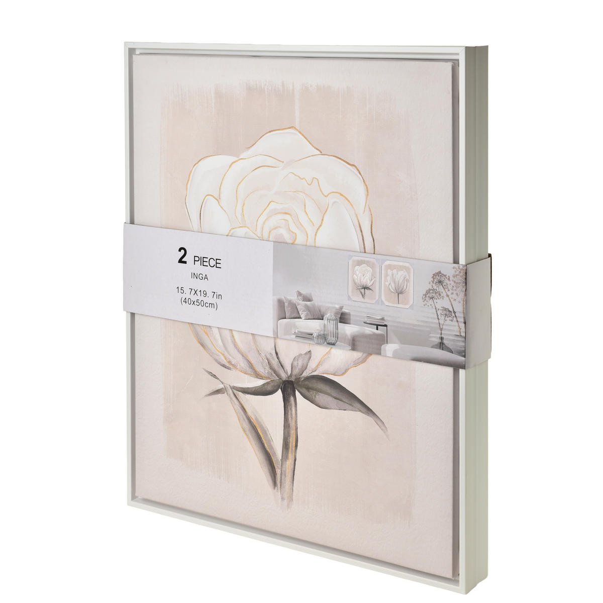 BILD Inga 2er Set 40/3/50 cm Kunstoff - Weiß, Kunststoff (40/50cm) - Mondex