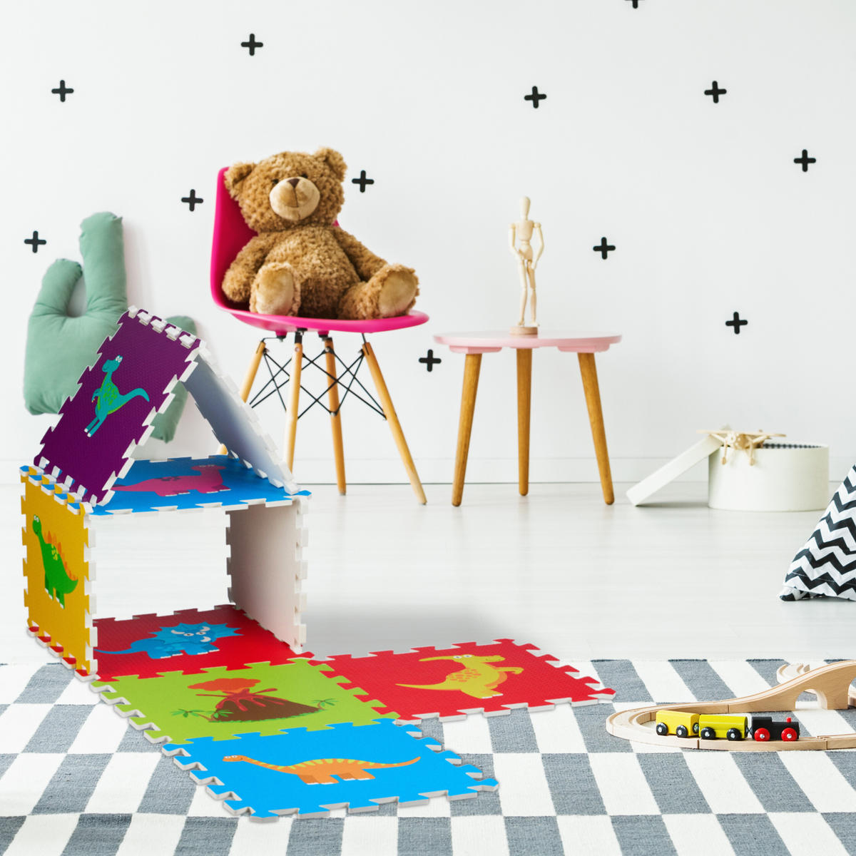 9TLG.PUZZLEMATTE - Multicolor, Textil (30/30cm) - Relaxdays