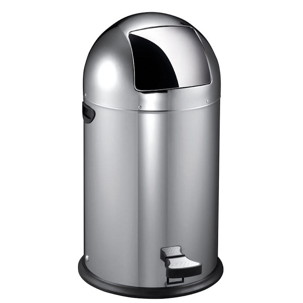MÜLLEIMER Stilvoller Eleganter Mit Starkem Fußpedal und Verzinktem Inneneimer 33 Liter 70 x 35 cm Edelstahl - Silberfarben, Metall (38/70/43.5cm) - PROREGAL
