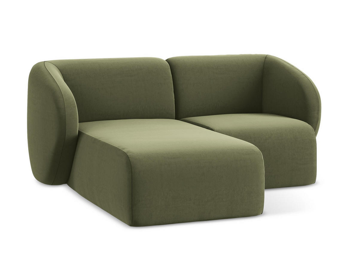 ECKSOFA Links Samt Stoff Grün - Schwarz/Olivgrün, Holzwerkstoff/Kunststoff (178/166cm) - Makamii