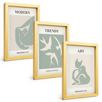 BILDER SET 3er Set - 20x30 cm Goldrahmen - Matisse abstrakte Figuren - Goldfarben, Kunststoff (20/30cm) - TULUP
