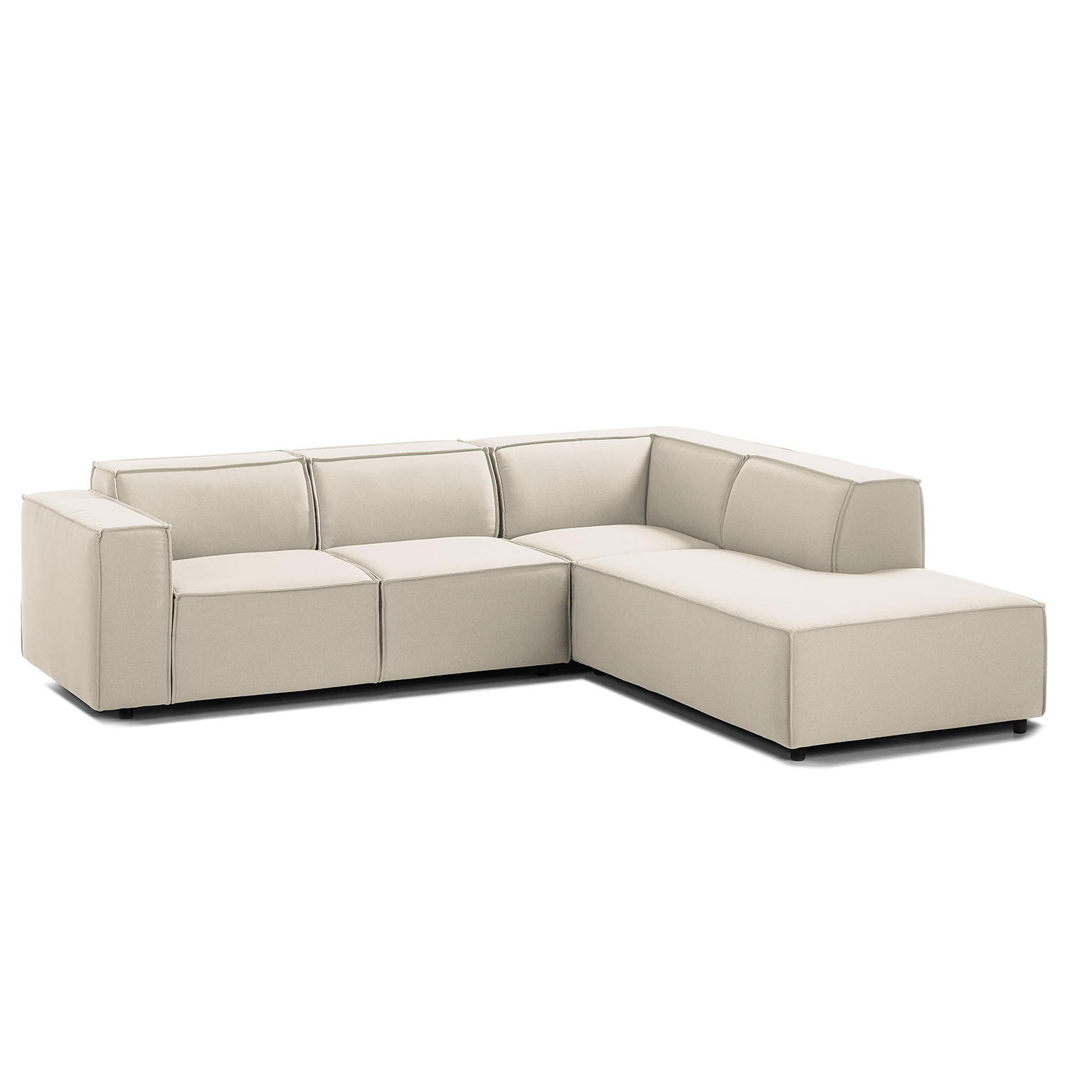 ECKSOFA mit Ottomane - Schwarz/Weiß, Kunststoff/Textil (260/234cm) - home24