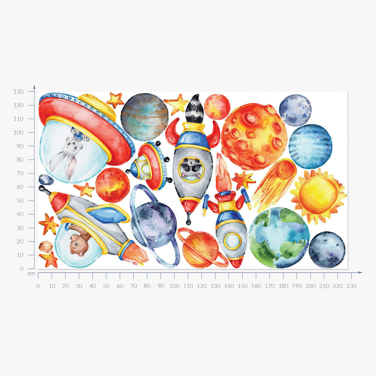 WANDAUFKLEBER 130x227cm - Farbenfroher Raum - Multicolor, Kunststoff (130/227/0.1cm) - Wallfluent