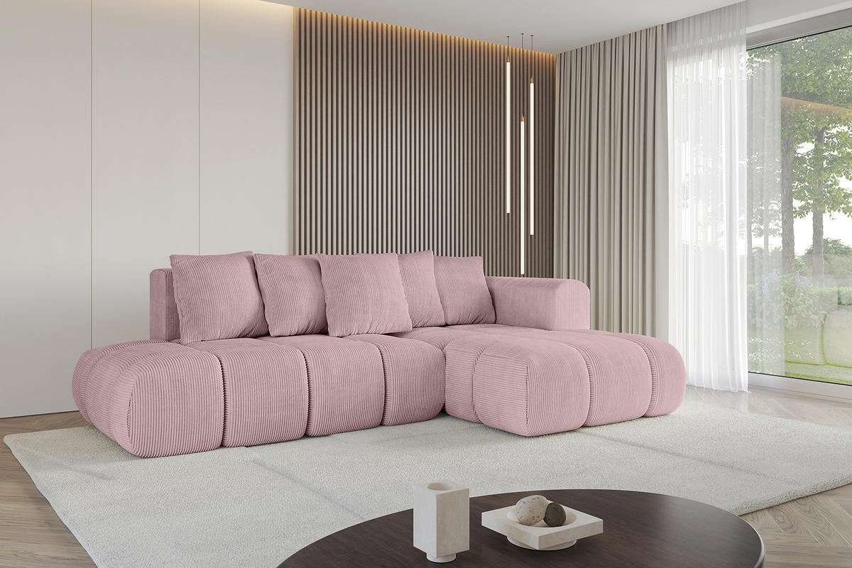 ECKSOFA Ottomane Rechts CLOUD-L-v1 289x180x40 Rosa Cord - Rosa, Holzwerkstoff/Kunststoff (289/180cm) - ALTDECOR
