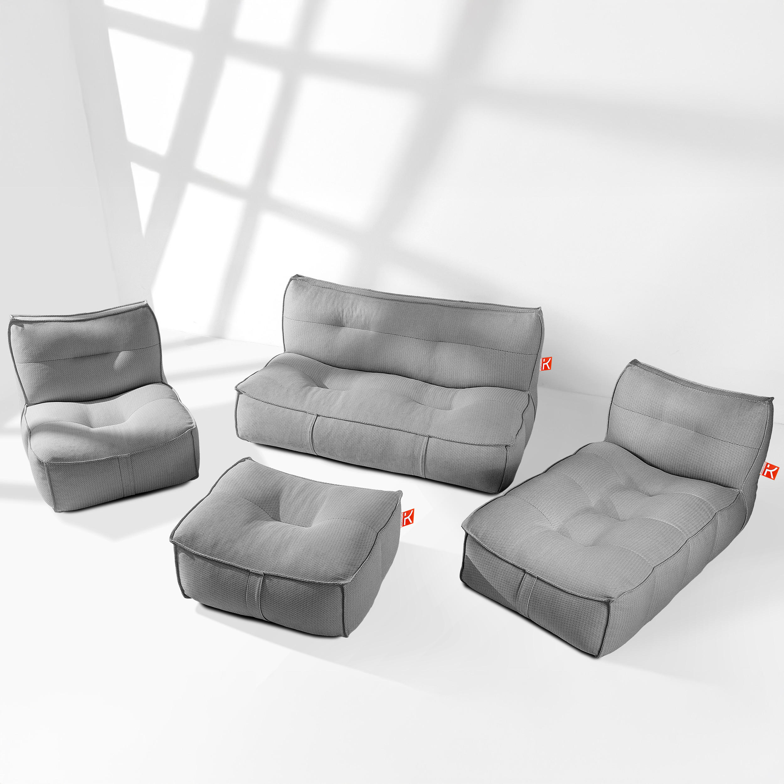 GARTENLOUNGE-SET LOVIA, Möbel-Set, Schwarz/Weiß - Schwarz, Textil - KONSIMO®