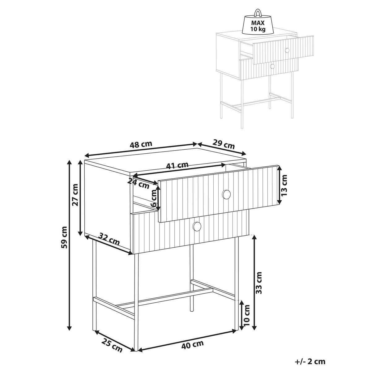 NACHTTISCH Schwarz Coventry - Schwarz, Holzwerkstoff (48/59/32cm) - Beliani