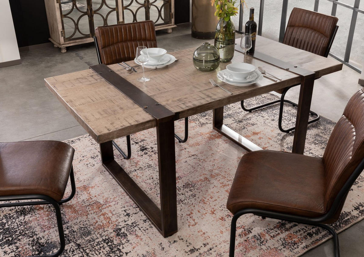 ESSTISCH Mango 170x90x76 braun lackiert HEAVY INDUSTRY #203 - Braun, Holz (170/90/76cm) - Massivmoebel24