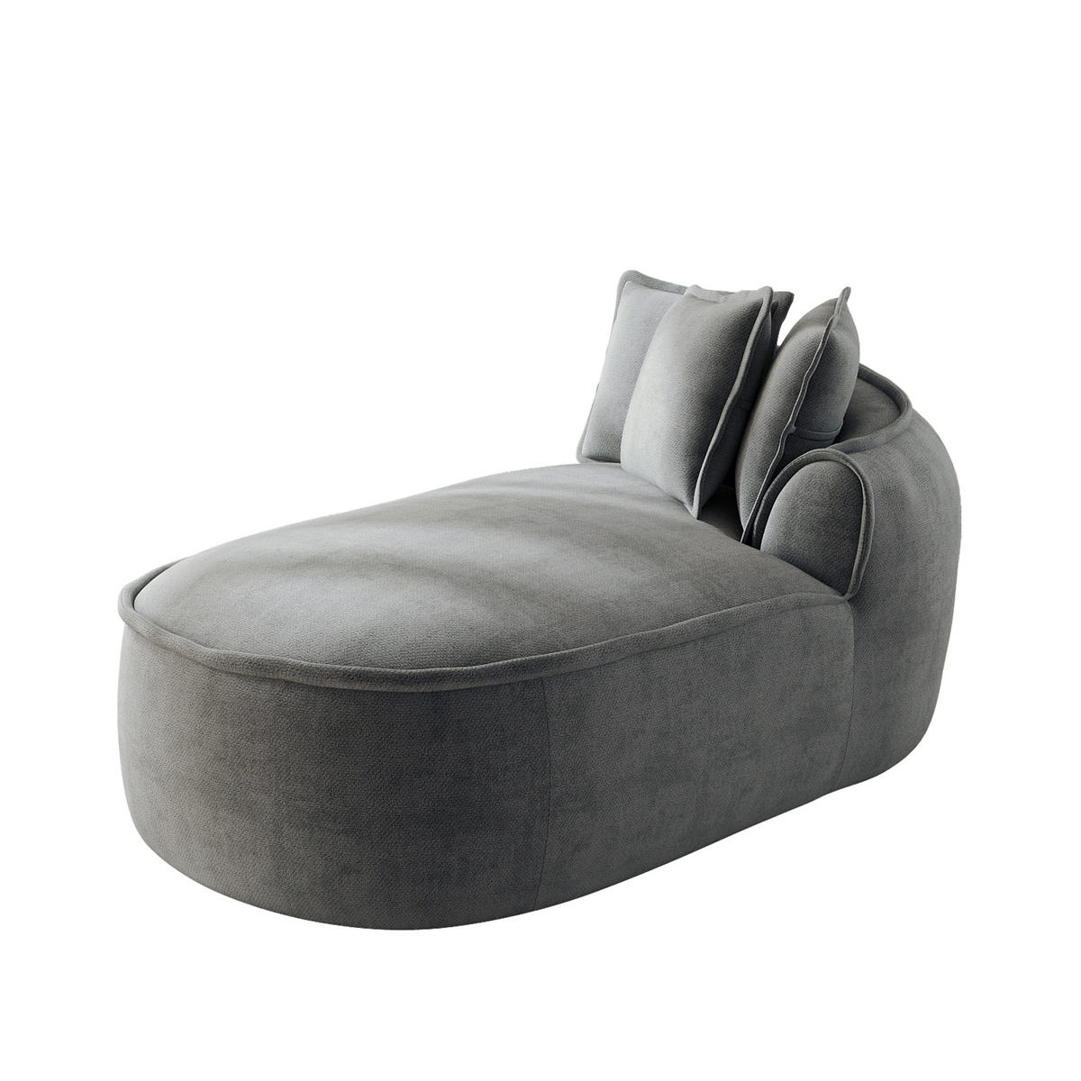 RÉCAMIERE rechte Chaiselongue mit Kissen, DE-42643, Grau - Grau, Textil (164/67/92cm) - ComfortXL