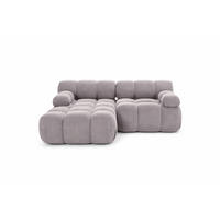ECKSOFA L-form Mini Modular, Veloursstoff Salvador, Grau, Links, Selia - Grau, Holz (190/160cm) - Kaiser Möbel
