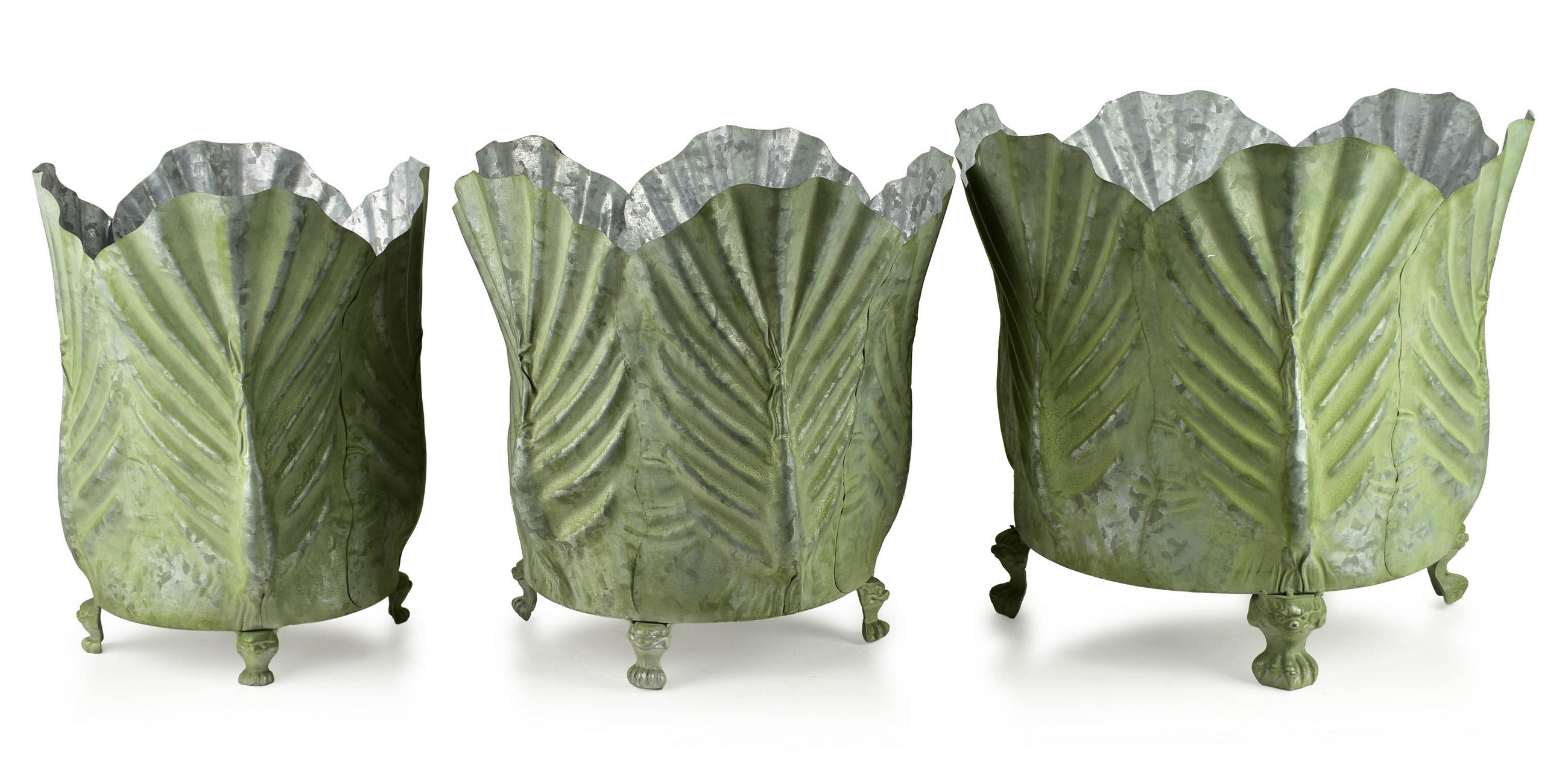 BLUMENTOPF Marina 3er Set Grün 47/47/42 cm Metall - Grün, Metall (47/42/47cm) - Mondex