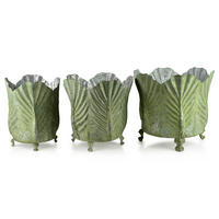 BLUMENTOPF Marina 3er Set Grün 47/47/42 cm Metall - Grün, Metall (47/42/47cm) - Mondex