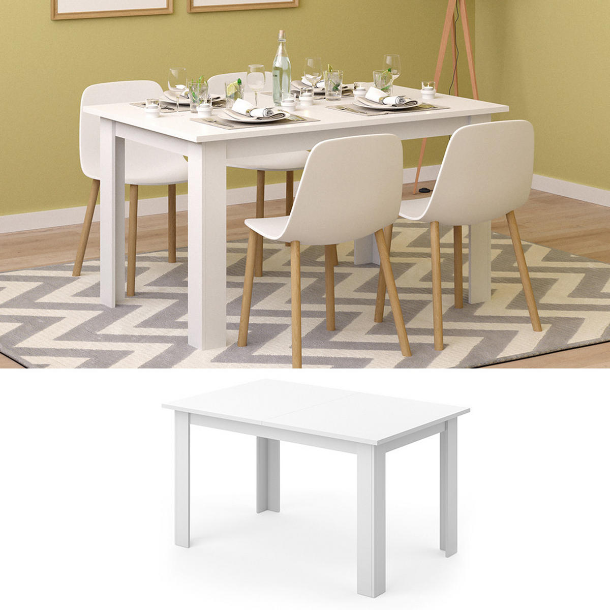 ESSTISCH Karlos Weiß 140 x 90 cm - Weiß, Holzwerkstoff (90/140/76cm) - Vicco