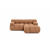ECKSOFA L-form Mini Modular, Veloursstoff Salvador, Dunkelbeige, Rechts, Selia - Beige, Holz (190/160cm) - Kaiser Möbel