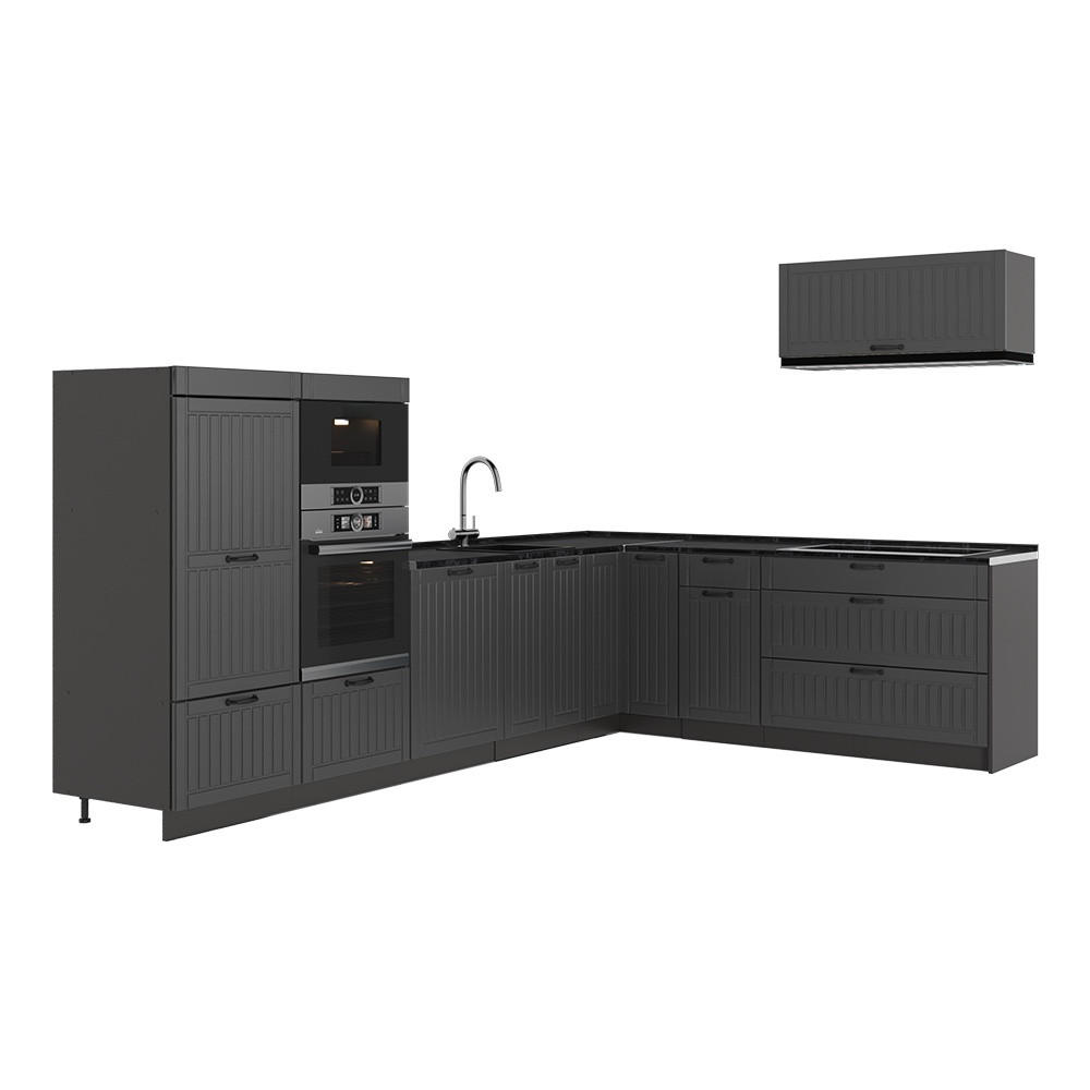 ECKKÜCHE Fame-Line, Dunkelgrau/Anthrazit, 327 x 227 cm ohne Arbeitsplatte - Dunkelgrau/Anthrazit, Holzwerkstoff (327/153.6/51.6cm) - Vicco