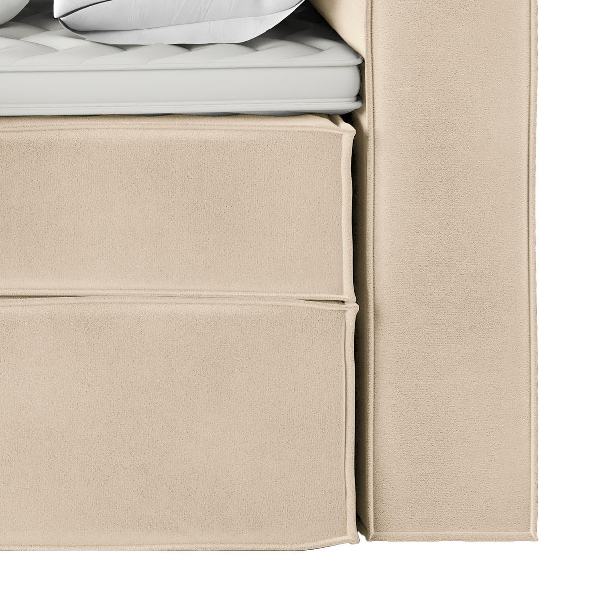 BOXSPRINGBETT mit Kopfteil - Premium - Creme, Textil (140/200cm) - home24