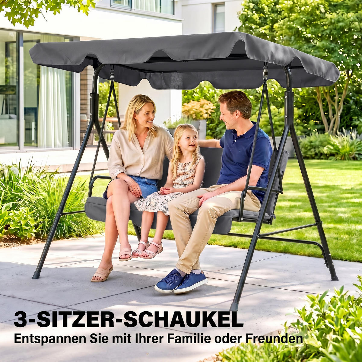 HOLLYWOODSCHAUKEL mit Sitzpolster - Grau, Metall (110/153/172cm) - Outsunny
