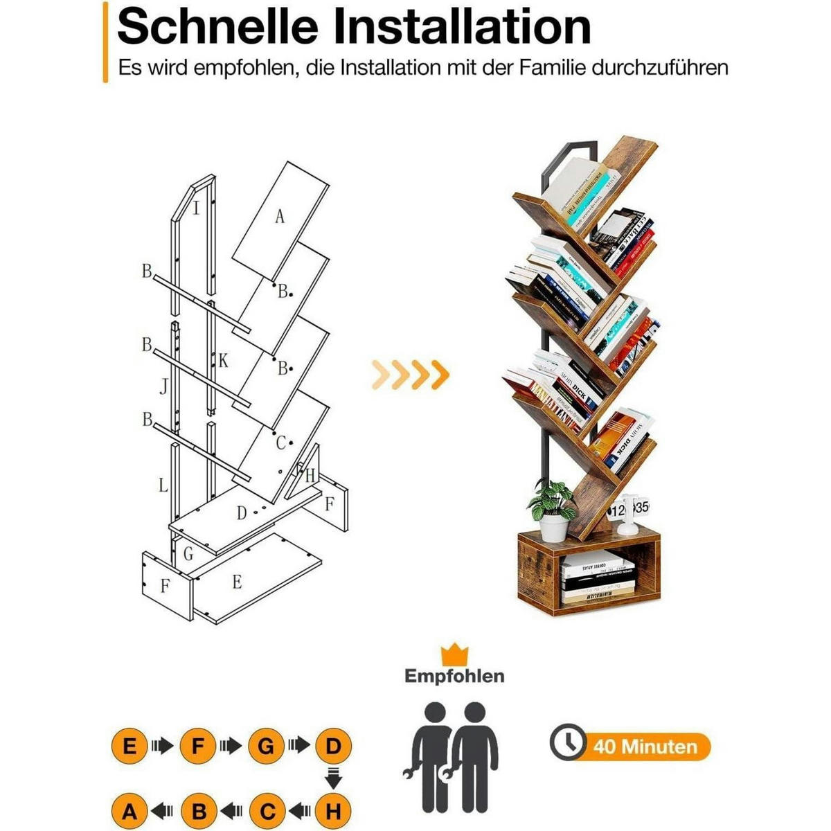 BÜCHERREGAL Baumform Braun 6 Ebenen - Braun, Holzwerkstoff (18/110/40cm)