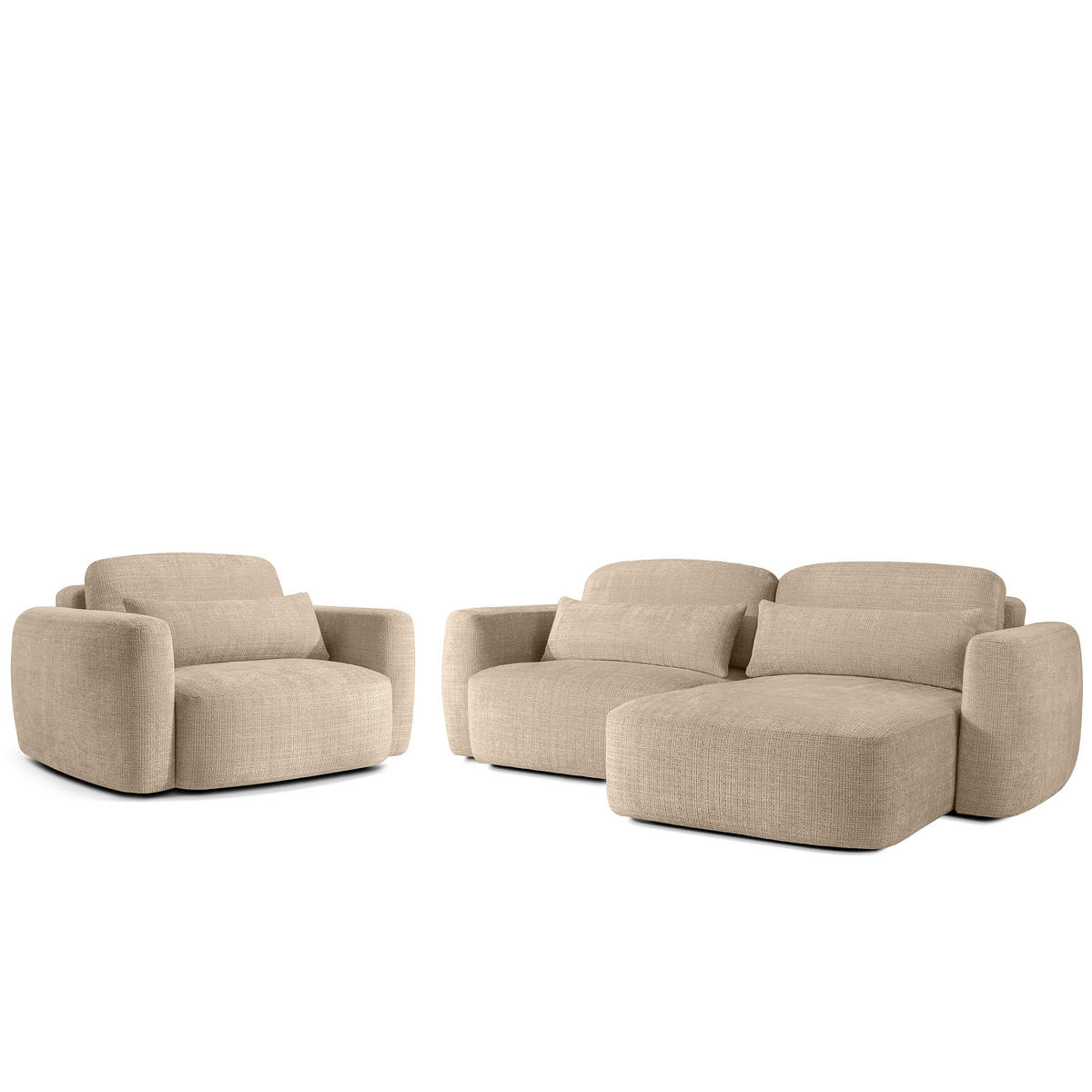SITZGARNITUR ELOSA - Beige, Holz/Textil (245/85/165cm) - KONSIMO®