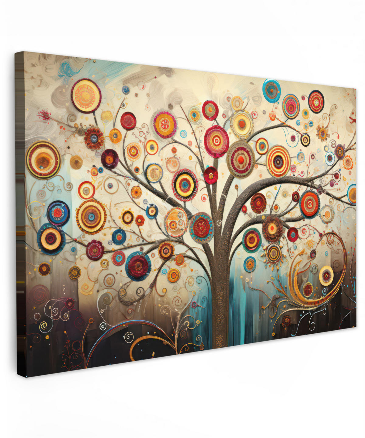 LEINWANDBILD Baum - Baum des Lebens - Farbe Wanddeko 90x60 cm - Braun, Textil (90/60cm) - MuchoWow