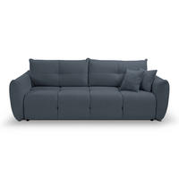 BETTSOFA MODA Blau Chenille-Stoff mit Schlaffunktion - Blau, Holz (245/86/110cm) - MASSENO