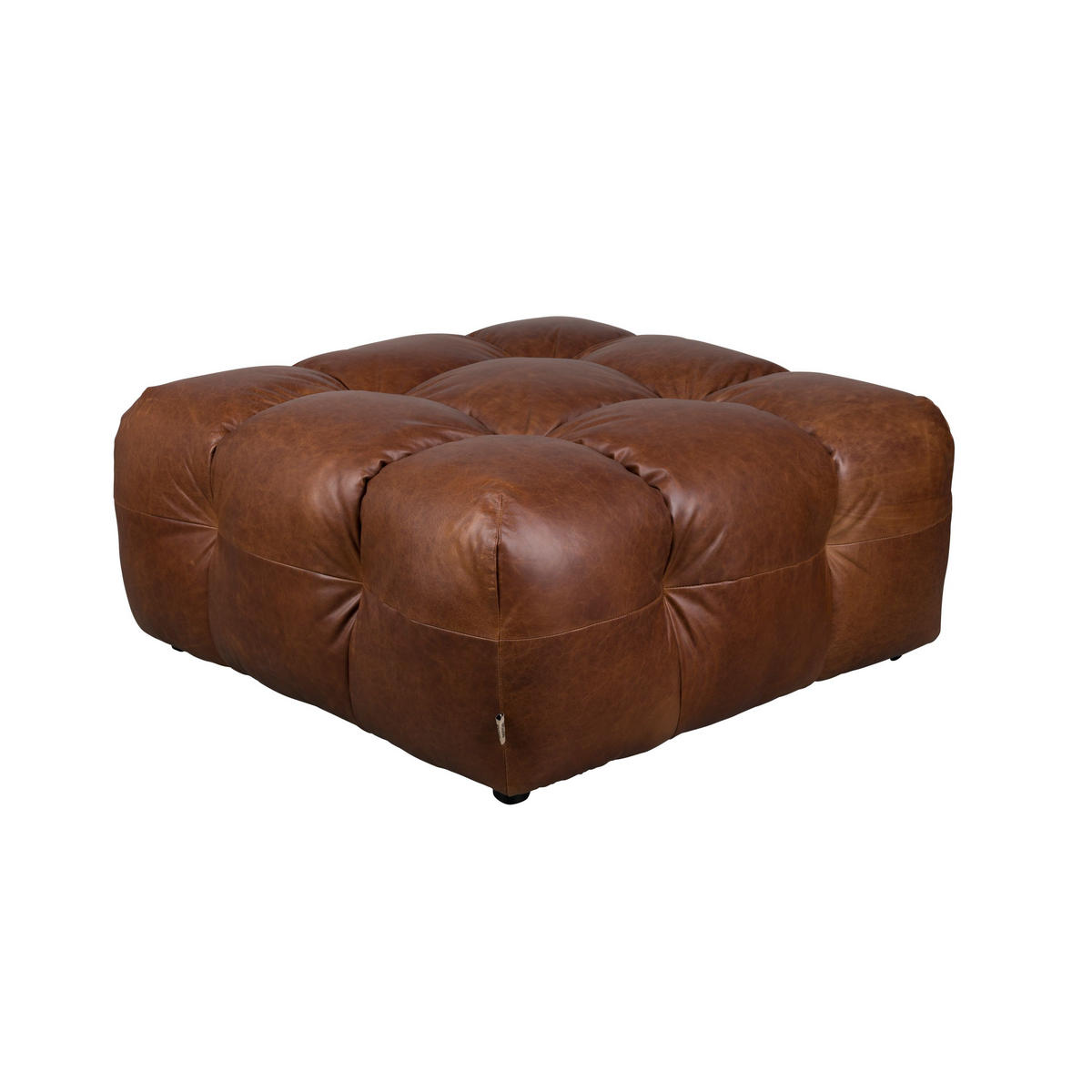 SITZHOCKER Hackman Leder Chokolade/ Braun - Braun/Dunkelblau, Leder (100/45/100cm) - Dutchbone