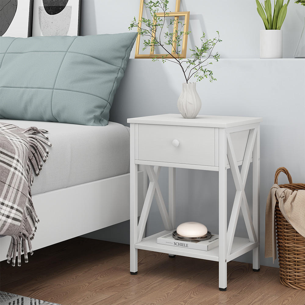 NACHTTISCH Keno Weiß 40 x 55 cm mit Schublade - Weiß, Holzwerkstoff (40/55/30cm) - Vicco