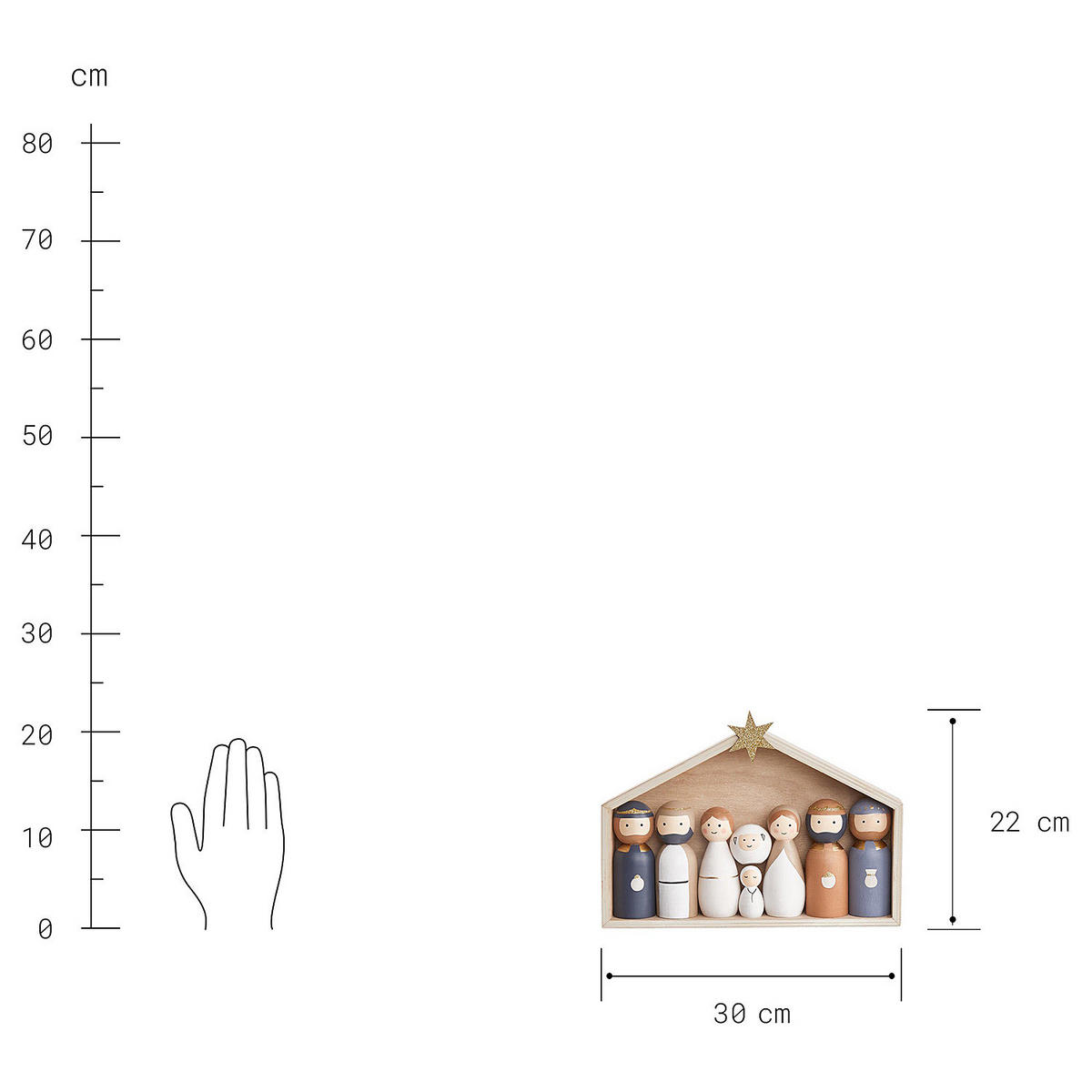 DEKO-KRIPPEN (9-teilig) X-Mas - Beige, Holz (22cm) - Butlers