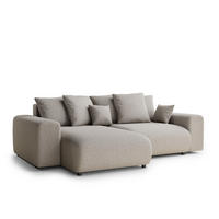 ECKSOFA MIT SCHLAFFUNKTION Solo Seidengrau Webstoff - Beige/Schwarz, Holz/Holzwerkstoff (255/168cm) - Maison de Reve