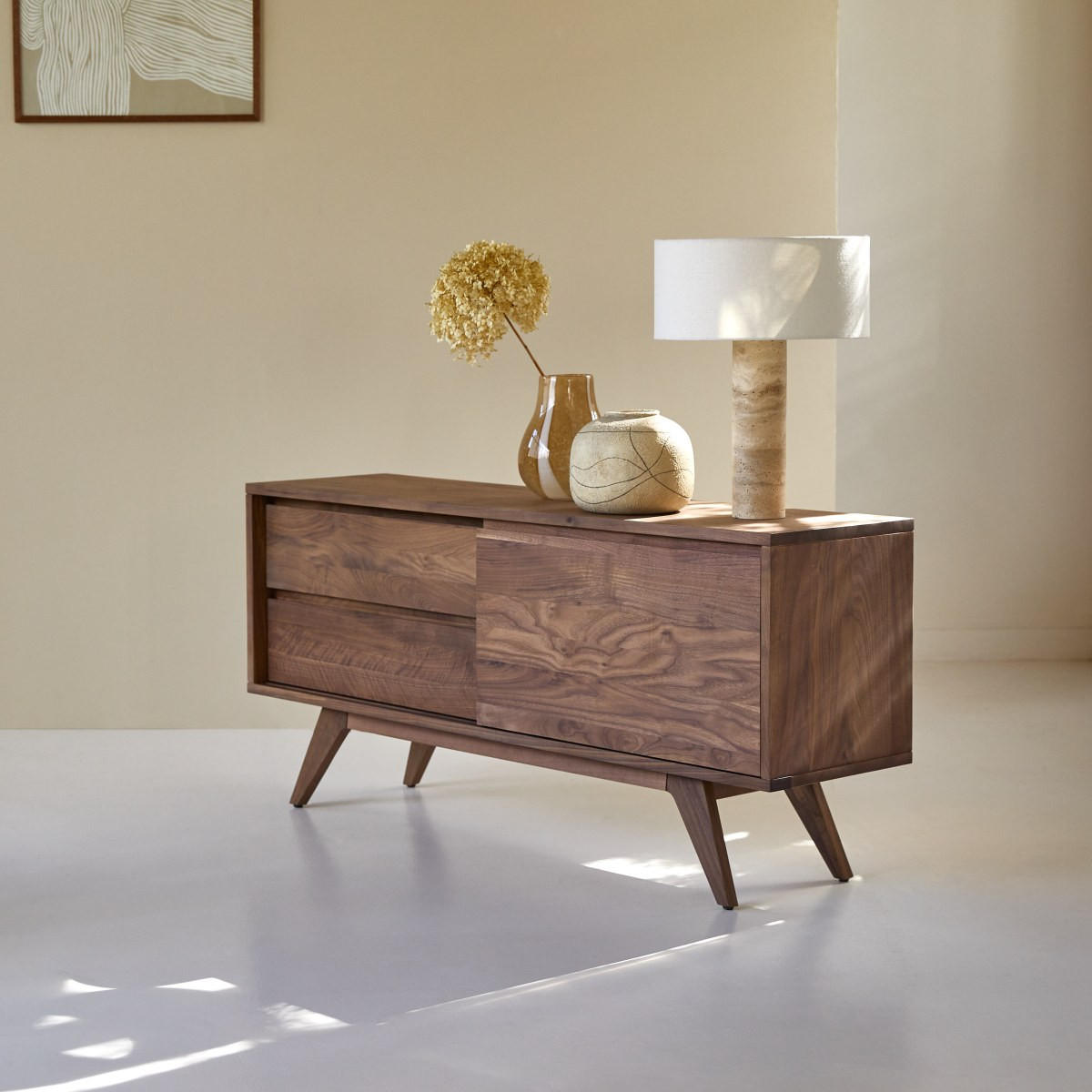SIDEBOARD Esmée Braun aus Walnuss - Braun, Holz (130/60/35cm) - Tikamoon