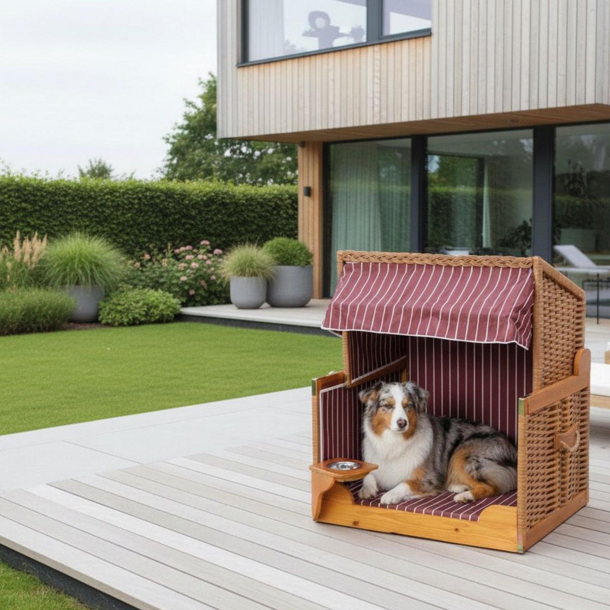 HUNDESTRANDKORB - Rot/Braun, Holzwerkstoff (80/95/65cm) - Mr. Deko