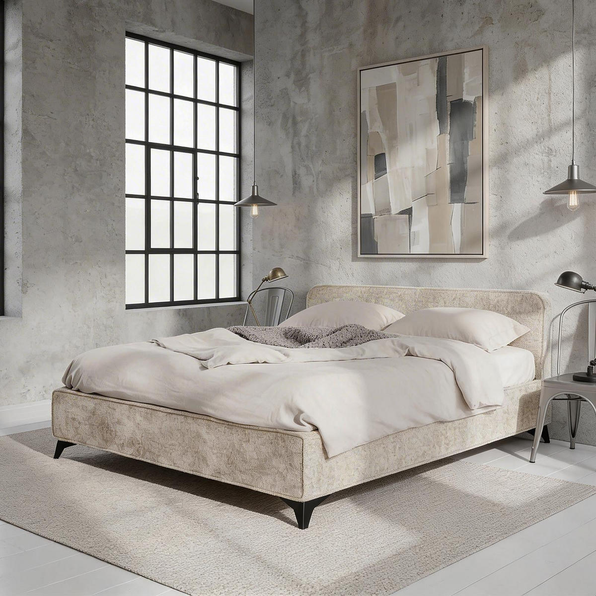 POLSTERBETT VIRETTA 140x200 cm beige - Beige, Textil (140/200cm) - IDIMEX